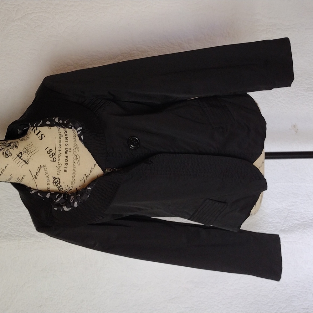 Vintage Venezia Milano Black Taffeta Scalloped Front Jacket M
